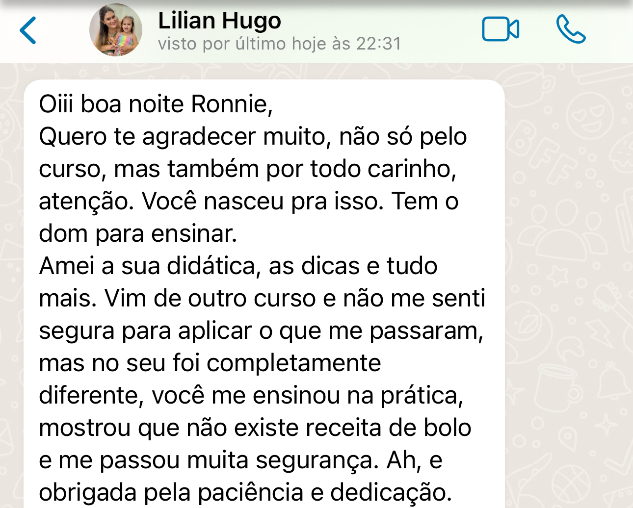 Aluna depoimento